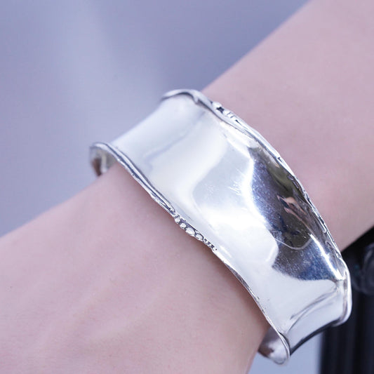 6.5", Vintage Silpada Retired 925 Sterling Silver Wavy Cuff Bracelet B1435