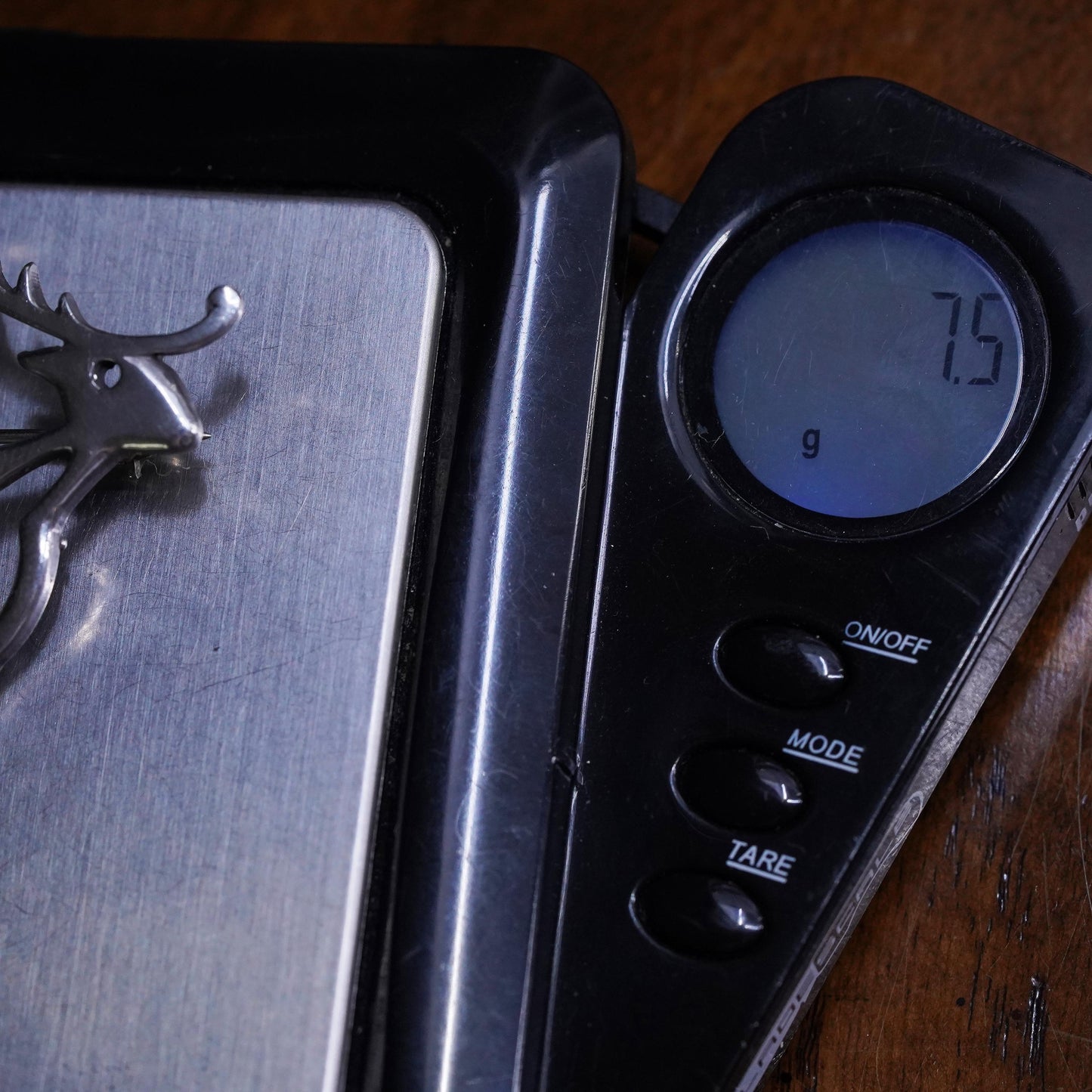 Vintage sterling silver handmade square brooch, 925 antler deer pin