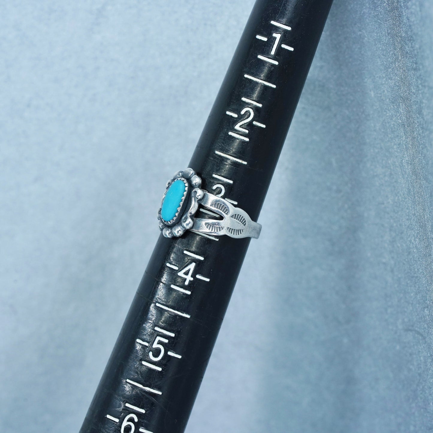 Size 3, Native American navajo Bell trading Sterling 925 silver ring turquoise