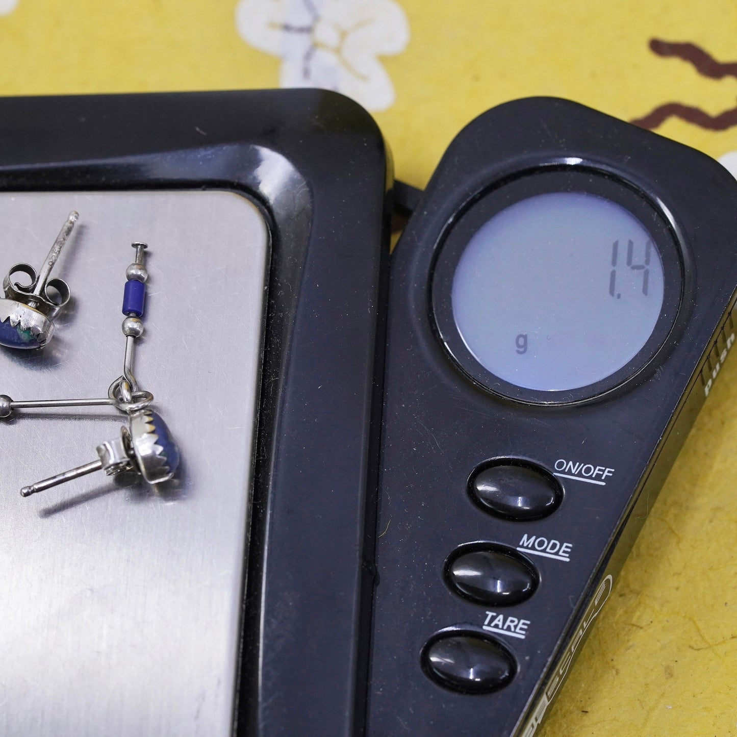 Native American navajo sterling 925 silver earrings with lapis lazuli bead