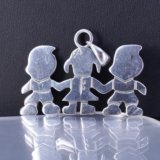 Vintage sterling 925 silver handmade friends friendship figures pendant charm