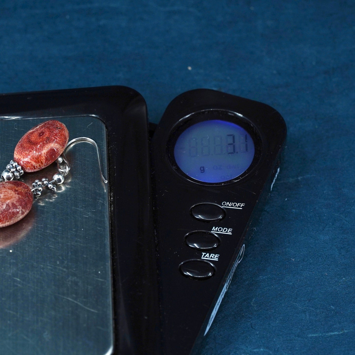 Sterling silver handmade earrings, 925 hooks with natural red coral dangles