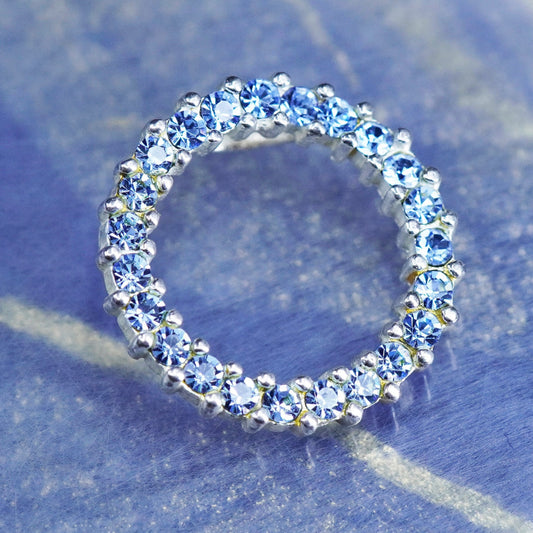 0.5”, Vintage Sterling silver handmade pedant, 925 circle with cluster crystal