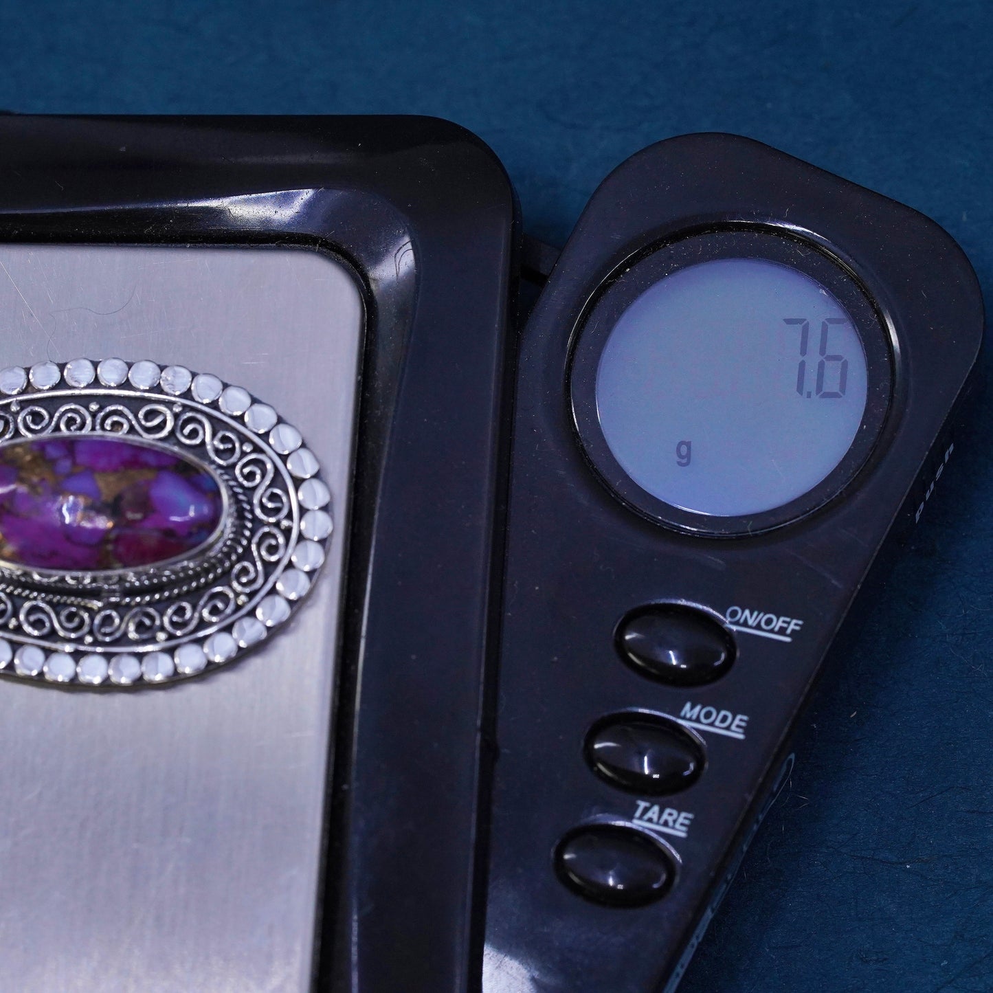 Native American Navajo Sterling 925 silver handmade pendant purple turquoise
