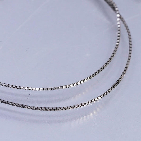 25" 1mm, Vintage sterling silver box chain, 925 silver necklace