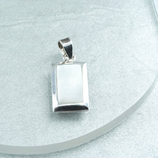 Vintage sterling 925 silver handmade pendant with mother of pearl inlay