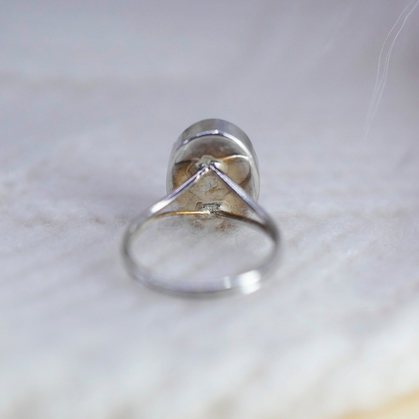 Size 5, Vintage sterling 925 silver handmade ring with azurite inlay