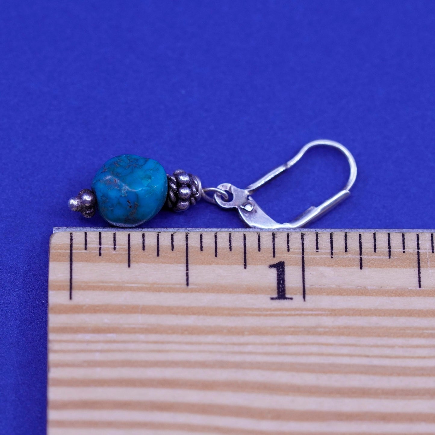Vintage sterling silver handmade earrings, 925 hooks with turquoise beads