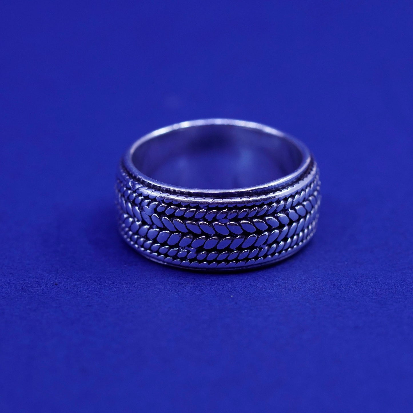 Size 6.5, vtg Sterling silver handmade woven braided textured ring, 925 band