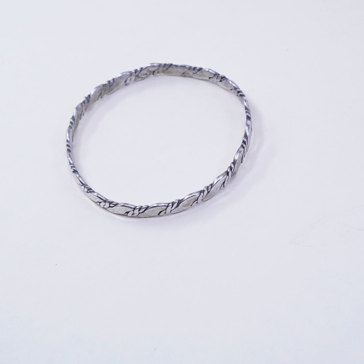 8.25”, Vintage sterling silver handmade bracelet, 925 cable bangle