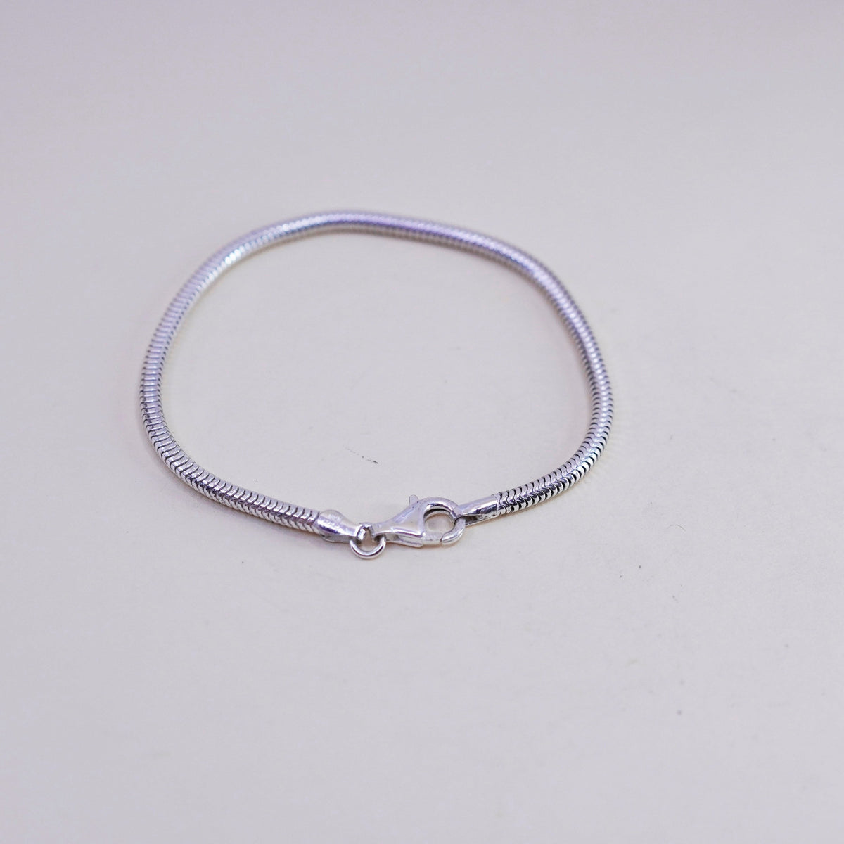 7.25”, 3mm, vintage Italy Sterling 925 silver bracelet, bold snake chain
