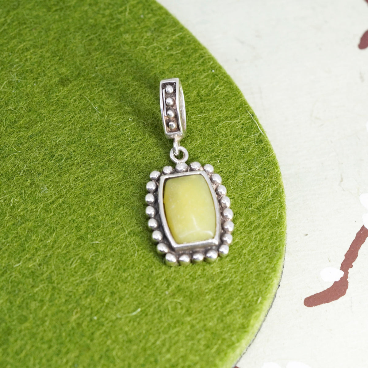 Vintage Sterling 925 silver handmade pendant with jade and beads