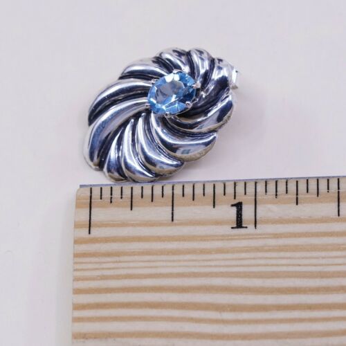 Vtg Ted Ott Native American Sterling 925 Silver Studs Earrings W/ Blue Topaz