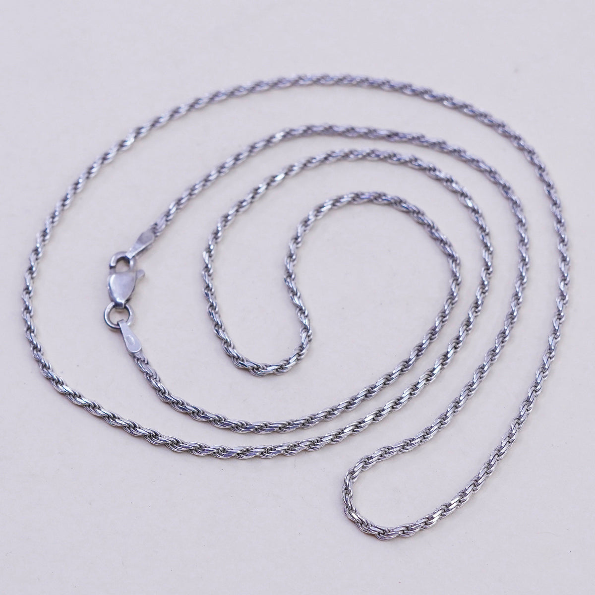 24”, 1.6mm, vintage Sterling silver necklace, 925 diamond rope chain