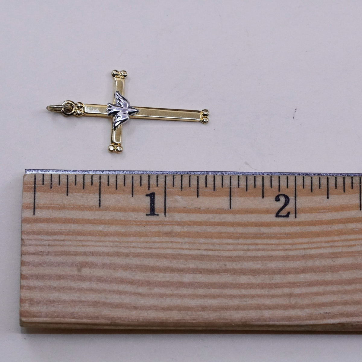 vtg Avanti vermeil gold over Sterling silver pendant, 925 cross peace dove bird