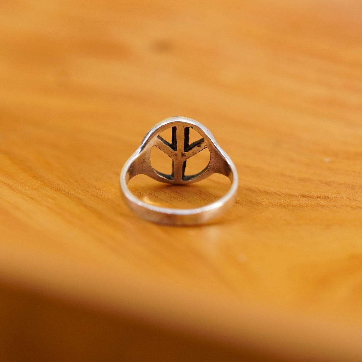 Size 4.75, vintage Sterling silver handmade ring, 925 CND peace sign band