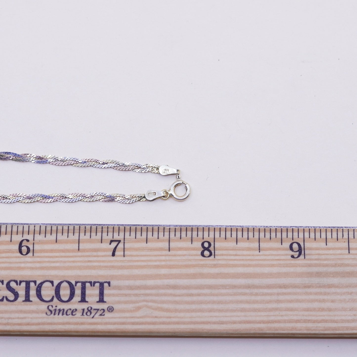 16”, vermeil gold over sterling silver necklace, 925 woven braided s link chain