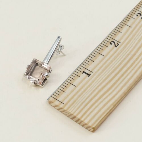 Vintage Modern Sterling Silver Handmade Earrings, 925 Silver Studs W/ Citrine