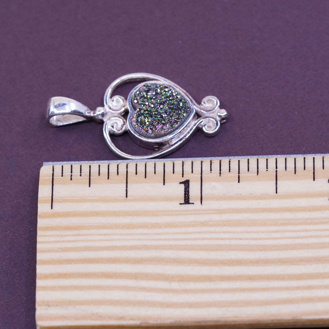 vtg sajen Sterling silver handmade chain, 925 w/ druzy pendant