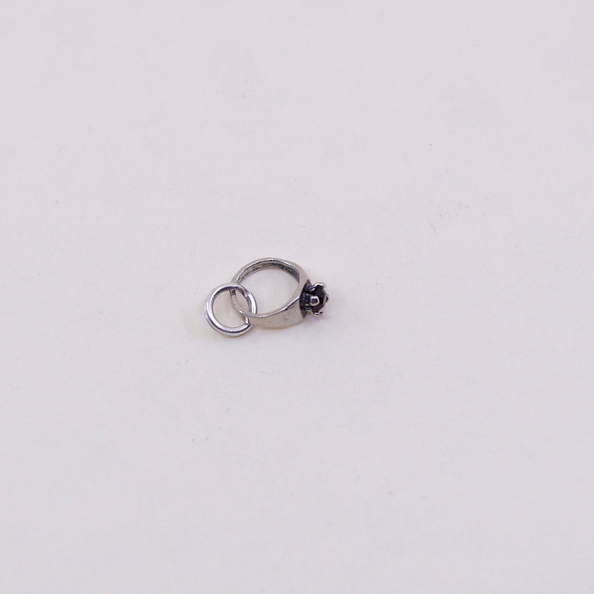 Vintage sterling silver Pendant, 925 engagement ring charm with ruby