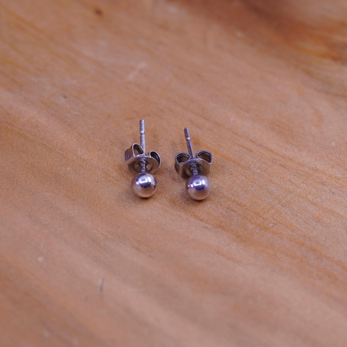 2mm, Vintage Sterling silver tiny beads studs, 925 earrings