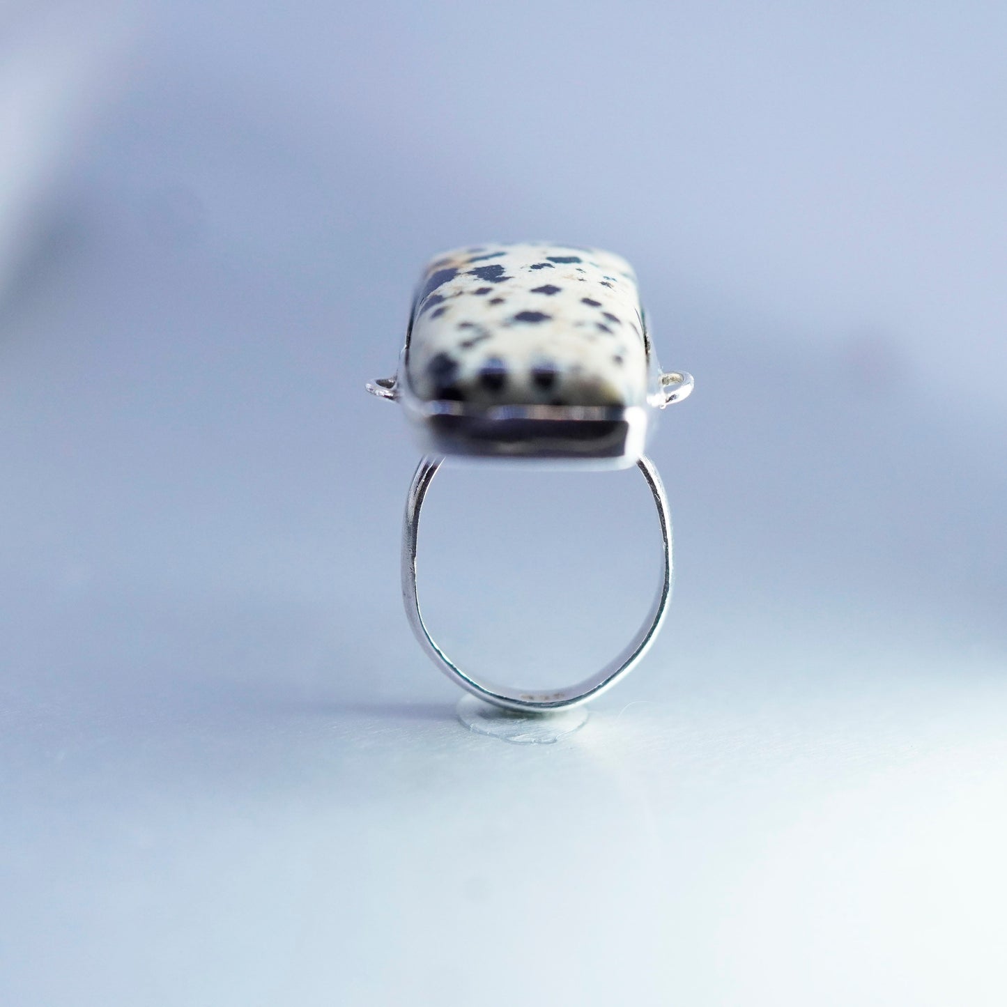 Size 4, southwestern Sterling 925 silver handmade ring with Dalmatian Jasper