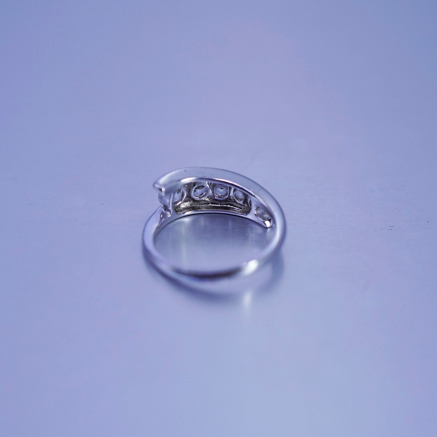 Size 8.25, vintage Sterling 925 silver handmade engagement ring with Cz