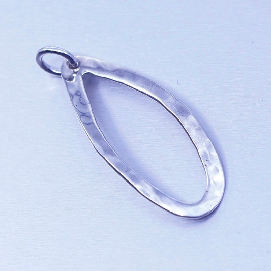 Vintage sterling 925 silver handmade hammered oval pendant