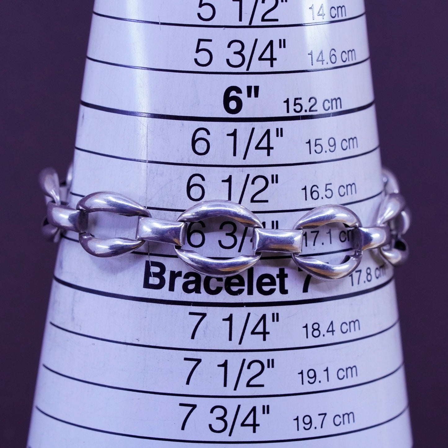 6.75”, vintage Danecraft Sterling silver handmade bracelet, 925 oval chain