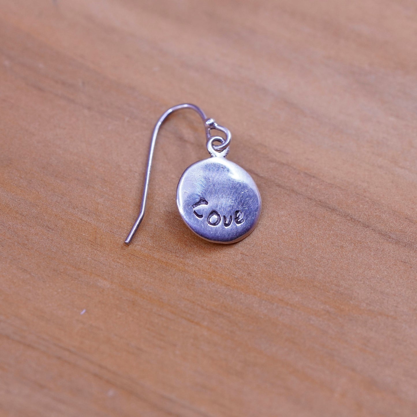 Vintage Sterling 925 silver handmade earrings with tag embossed “Love”