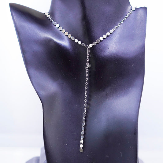 16+2”, vintage Sterling 925 silver handmade choker collar disc chain necklace