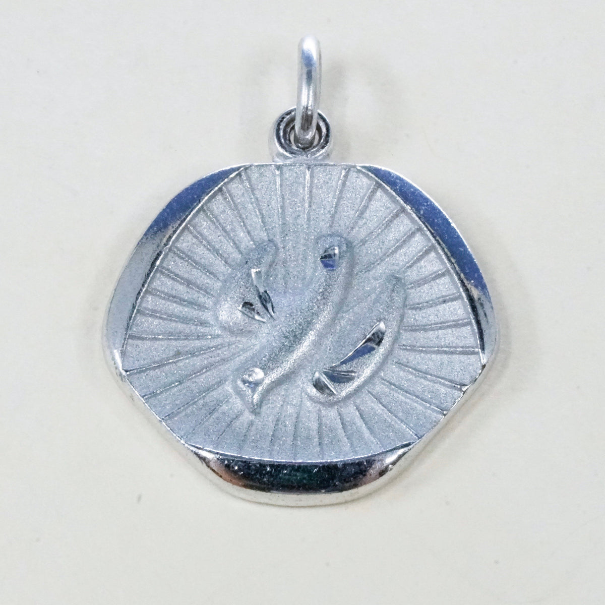 Vintage Theda sterling silver tag charm with peace dove, 925 silver pendant