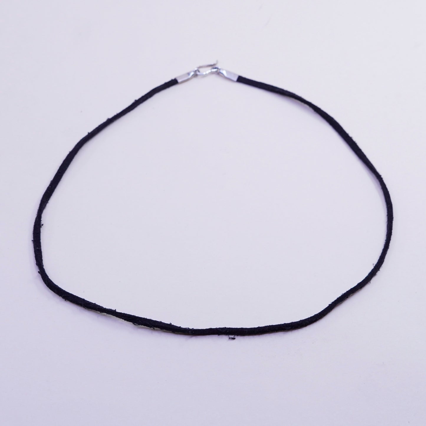 18”, Vtg Sterling 925 Silver Clasp W/ black Leather Necklace