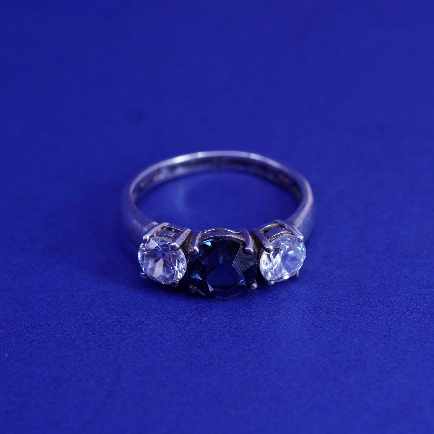 Size 10.25, vintage sterling 925 silver handmade ring with blue topaz