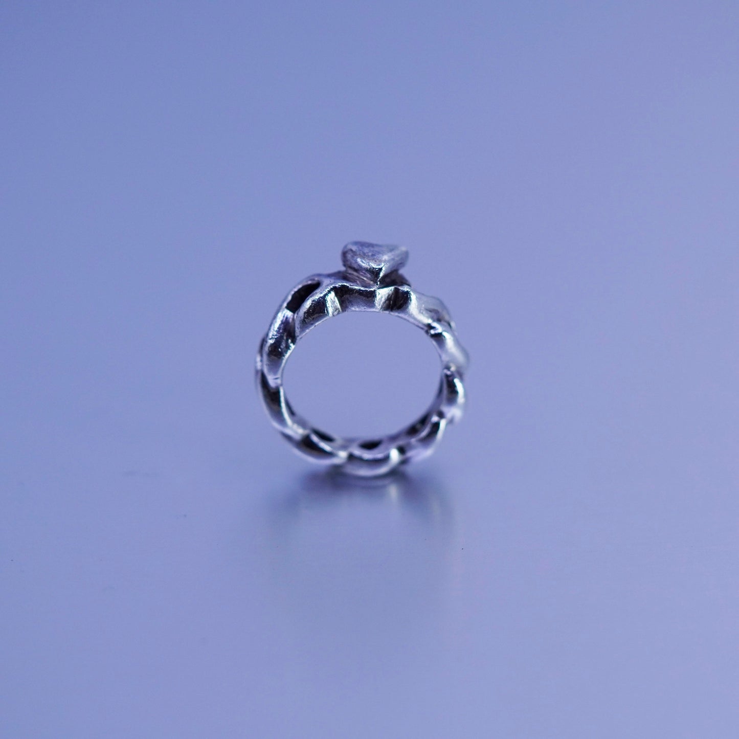 Size 6.25, southwestern Sterling 925 silver wedding ring, entwined band heart