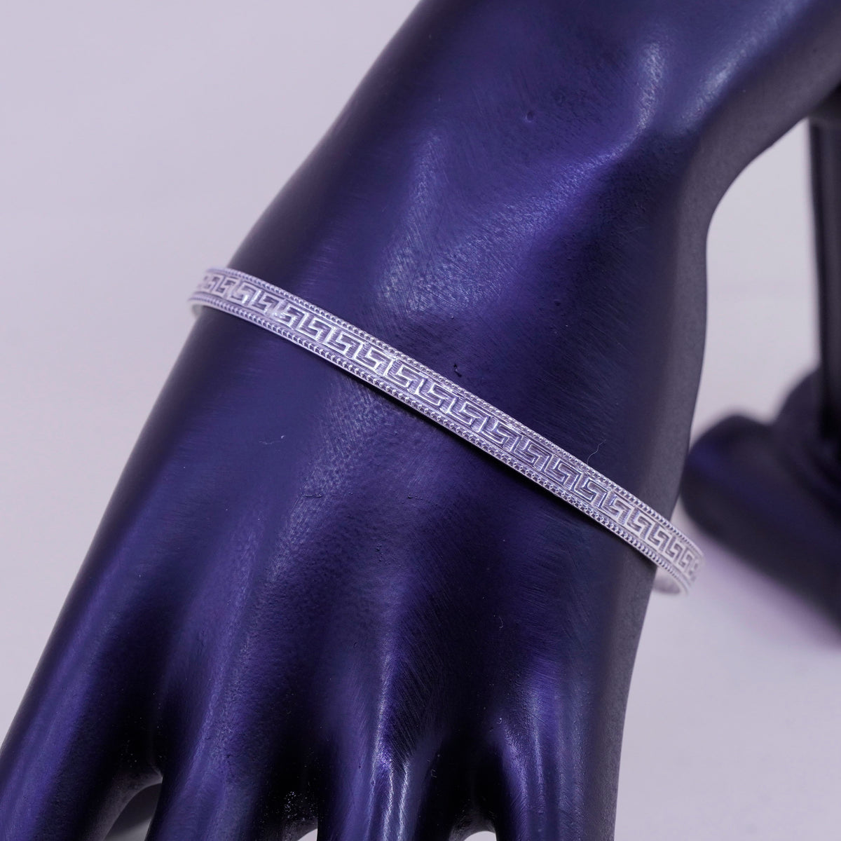 8”, Guglielmo Cini sterling silver handmade 925 bracelet greek key bangle