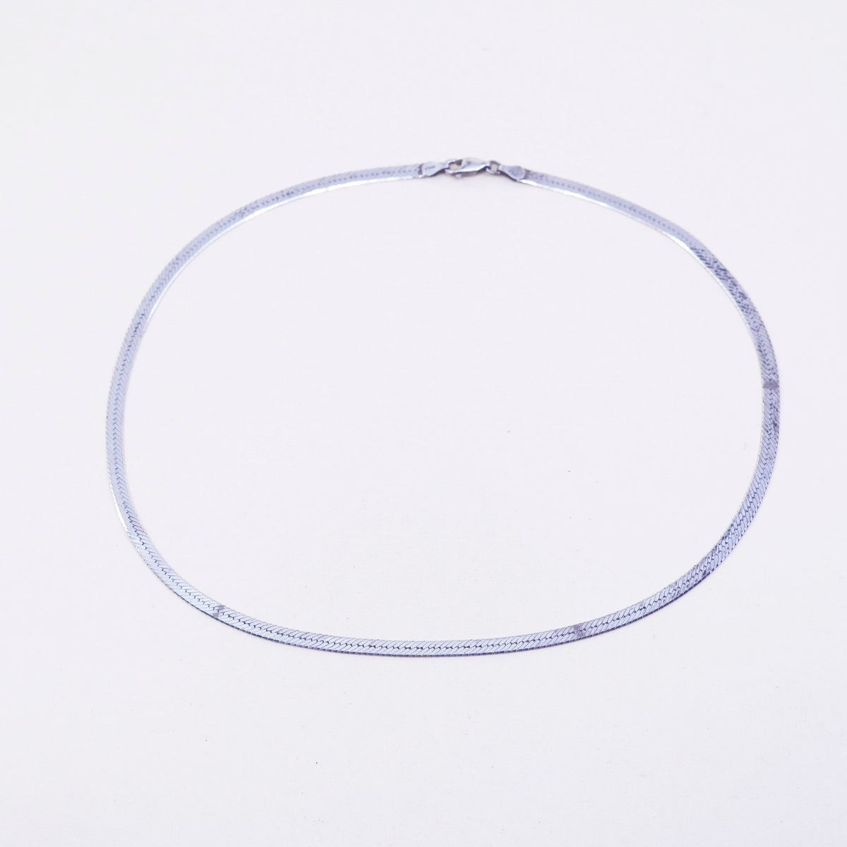 18” 4mm, Vintage Italy sterling silver necklace, bold 925 herringbone chain