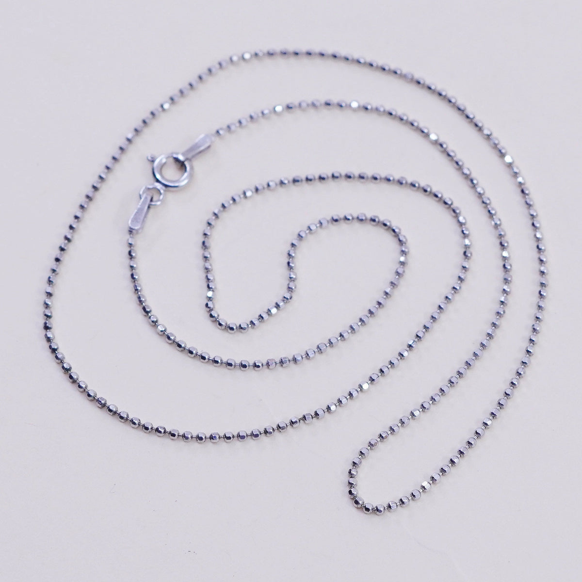 18”, 1mm, Vintage sterling silver beads chain, 925 necklace