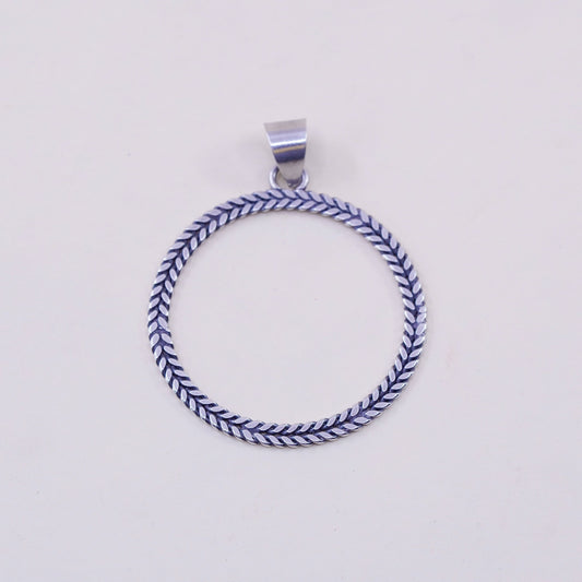 Vintage sterling silver handmade pendant, 925 circle