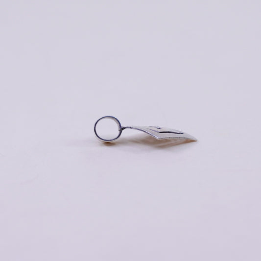 Vintage sterling silver handmade pendant, 950 diamond shaped drop
