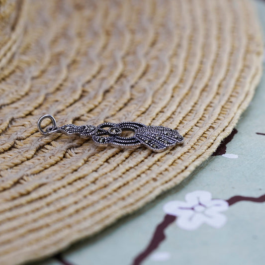 Vintage Sterling 925 silver handmade pendant with marcasite details