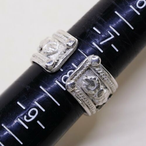 Sz 8, Vtg Sterling Silver handmade Boho Tribal Gypsy Om Ring 925 Prayer Band