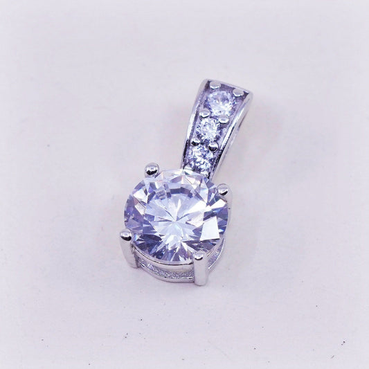 Vintage sterling 925 silver cz crystal charm pendant
