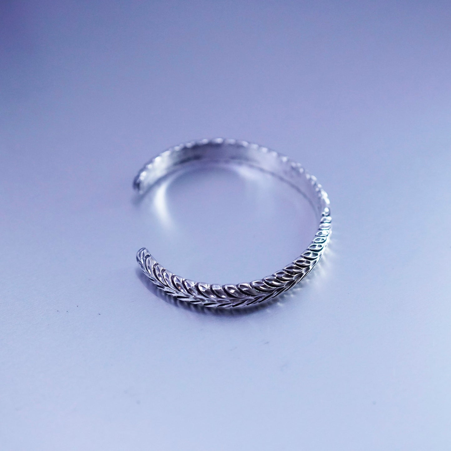 6.25”, Vintage Sterling 925 silver handmade bracelet, textured cuff