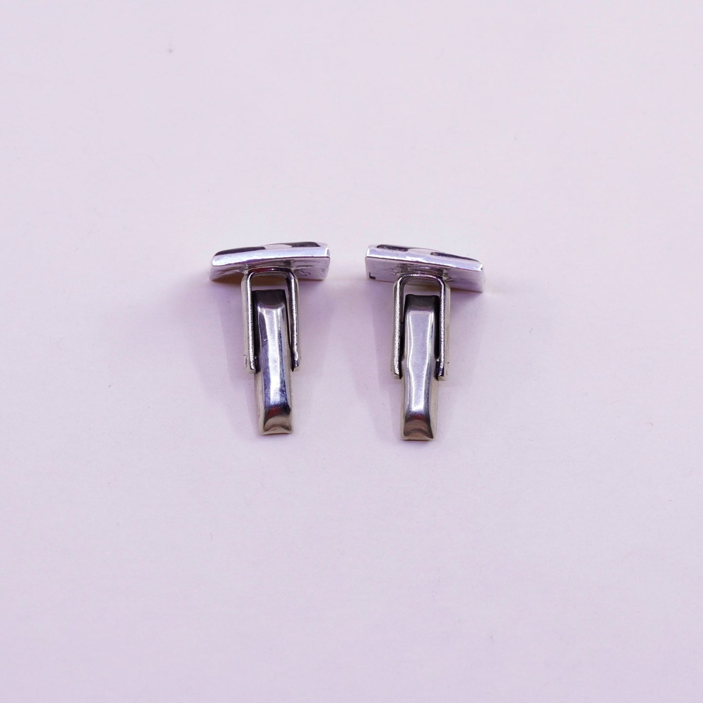 Vintage sterling silver handmade cuff link, 925 square cufflink with abalone