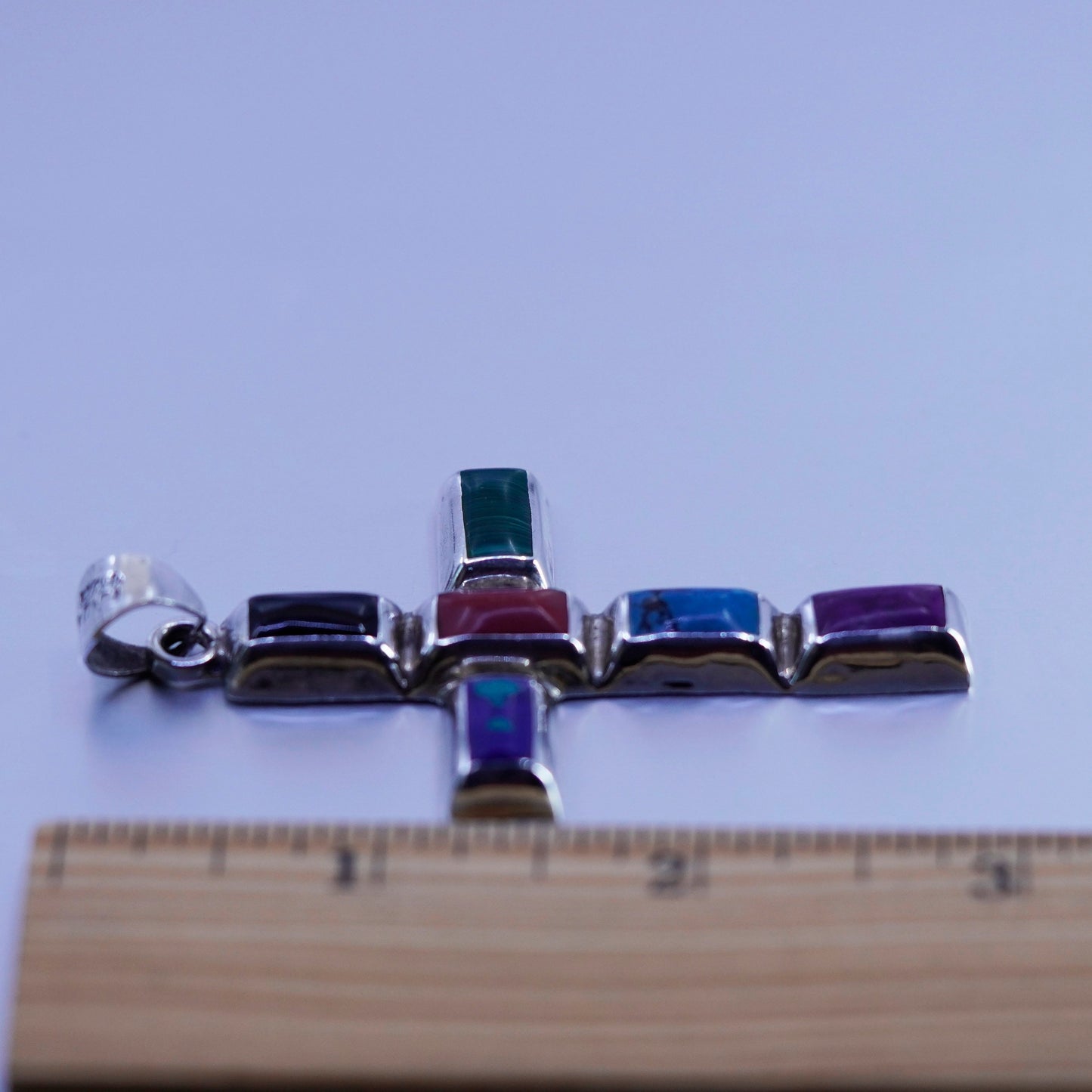 sterling 925 silver handmade cross pendant with turquoise jasper malachite onyx