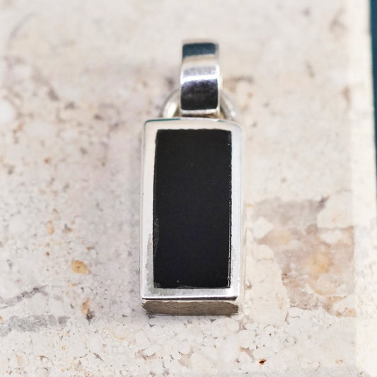 Vintage Sterling 925 silver handmade pendant with onyx