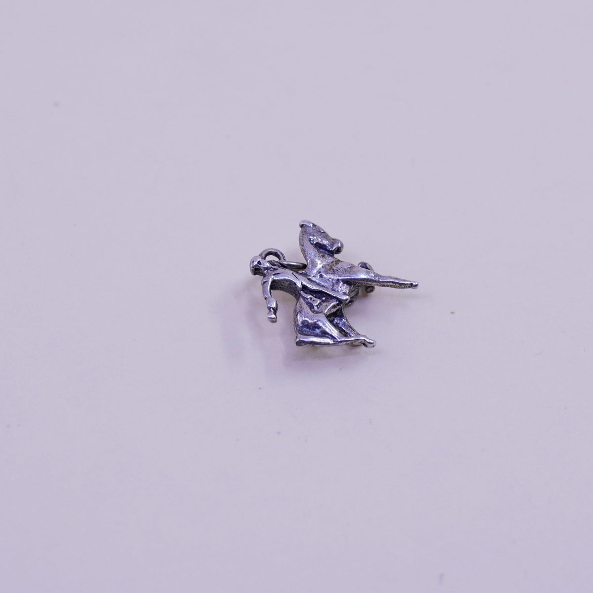 Handmade vintage Sterling silver pendant, 925 riding horse charm