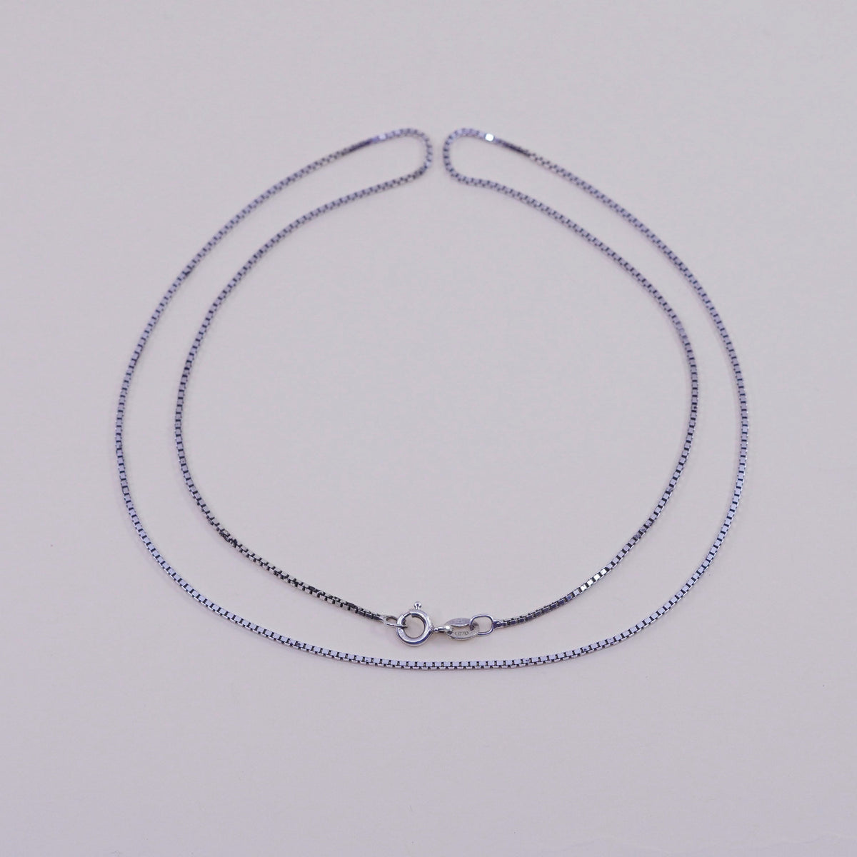 23”, 1mm, Vintage Italian sterling 925 silver box chain, necklace