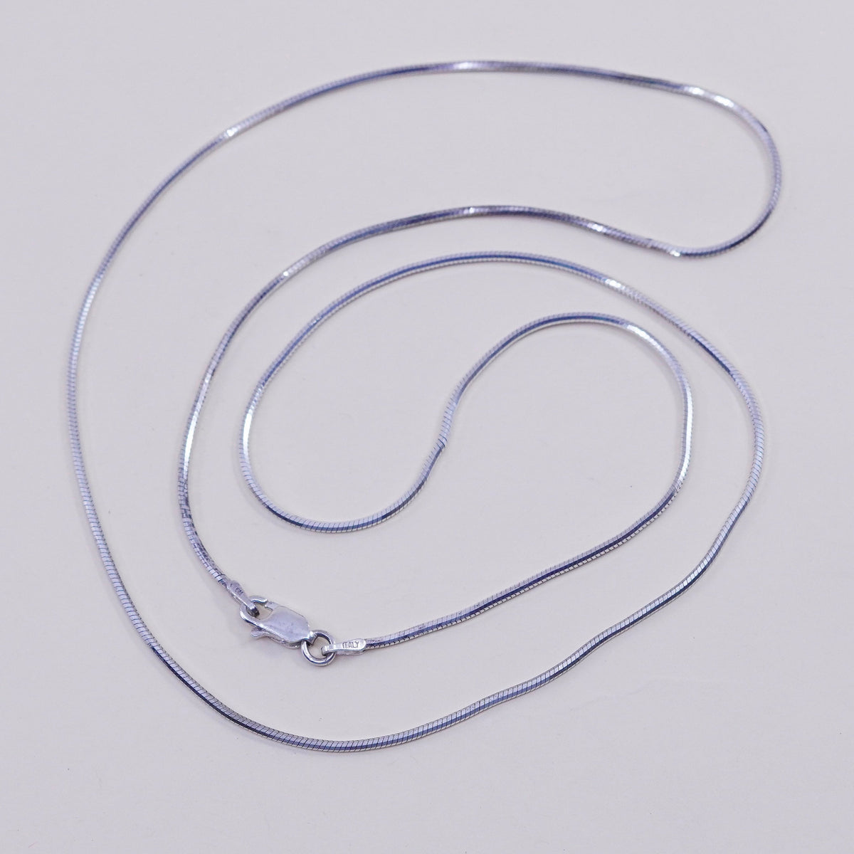 24”, 1mm, Vintage sterling silver square snake chain, Italy 925 necklace